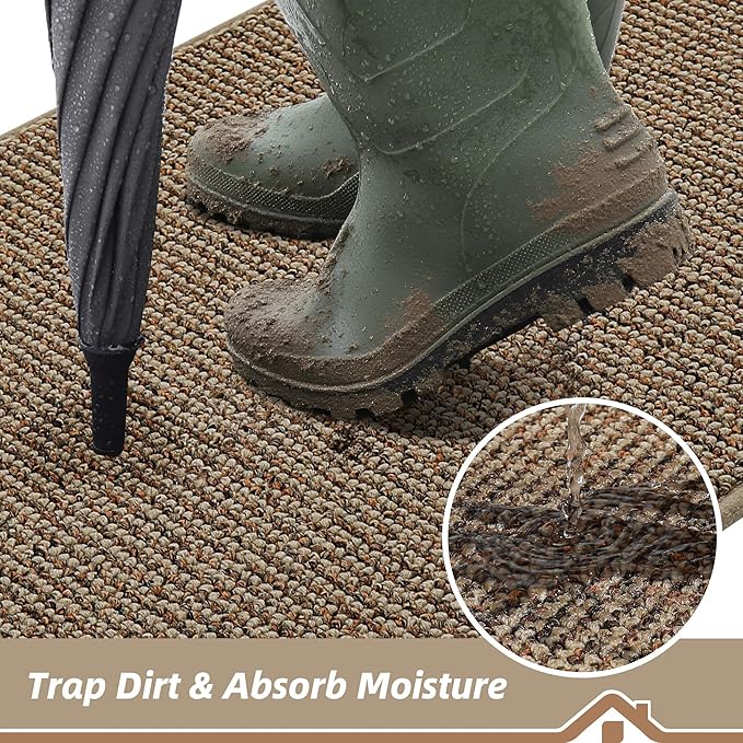BEQHAUSE Dirt Trapper Door Mat 32" x 48", Non-Slip Washable Doormats, Low - Image 3