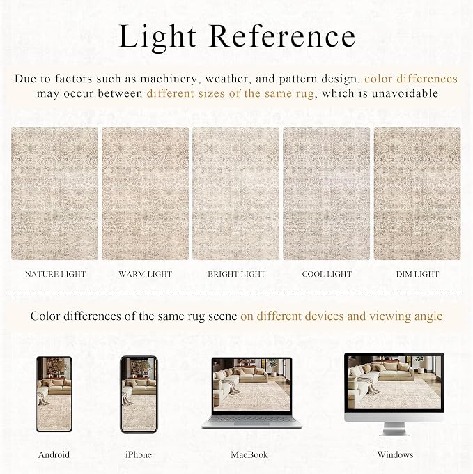 Schweek 3x12 Hallway Runner Rugs Washable Beige Kitchen Runners Non Slip | Low - Image 6