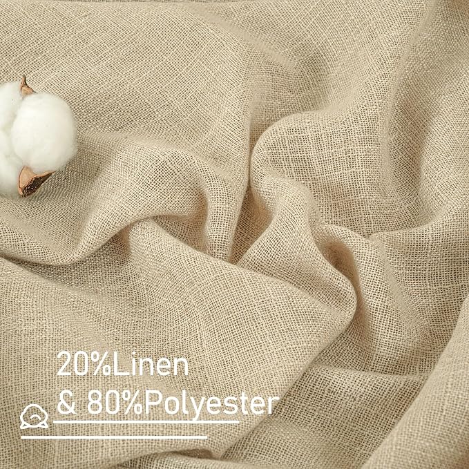 Light Filtering Linen Curtains 102 inches Long, Semi Sheer Panels | Linen - Image 3