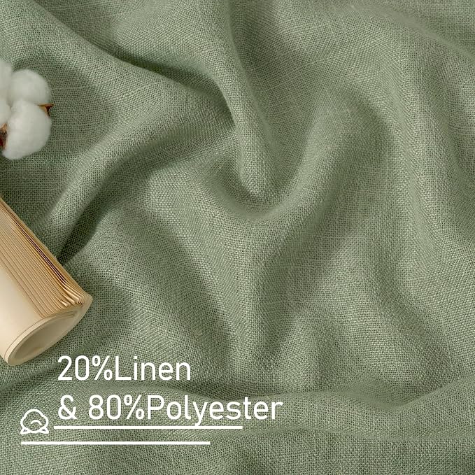 Sage Green Linen Boho Curtains 80 inch Length 2 Panels - Image 2