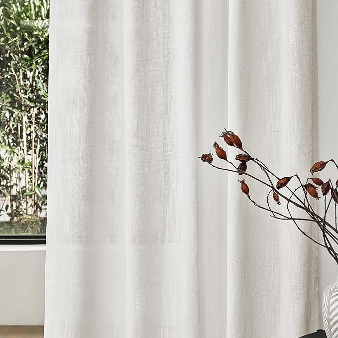 MYSKY HOME Short Curtains for Small Kitchen Windows 45 inches Length, Linen - Image 4