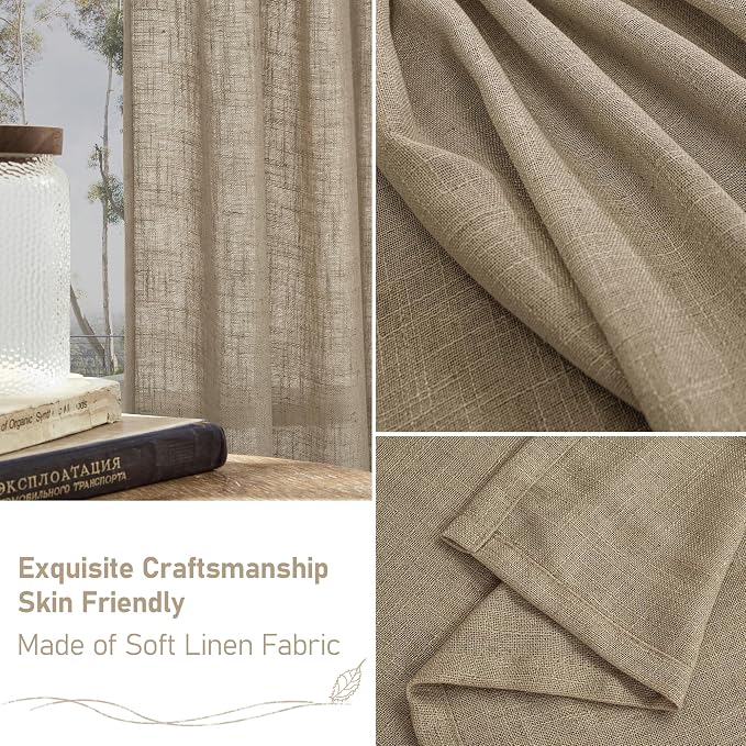 Taupe Sheer Linen Curtains 78 Inches Long - Image 7