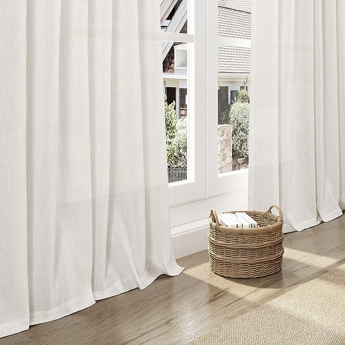 Cream Linen Curtains 114 Inches Long - Image 6
