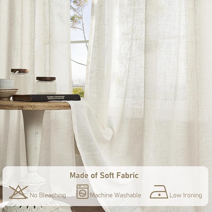 Semi Sheer Linen Window Curtains - Image 8