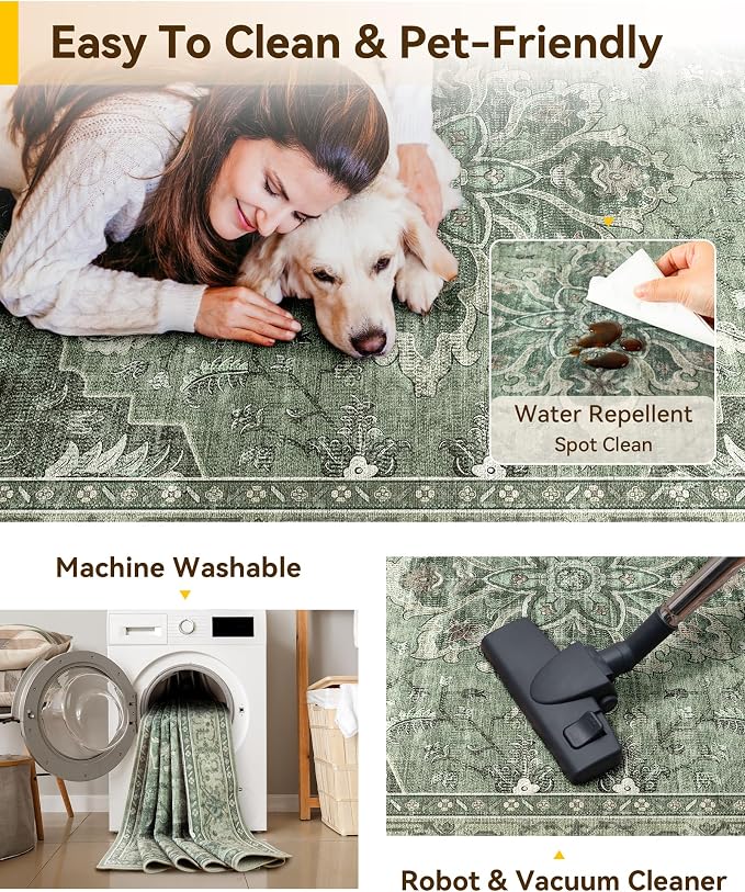 RELEANY Washable Area Rug, Runner 2'x6', Water Repellent, Pet Friendly - Image 6