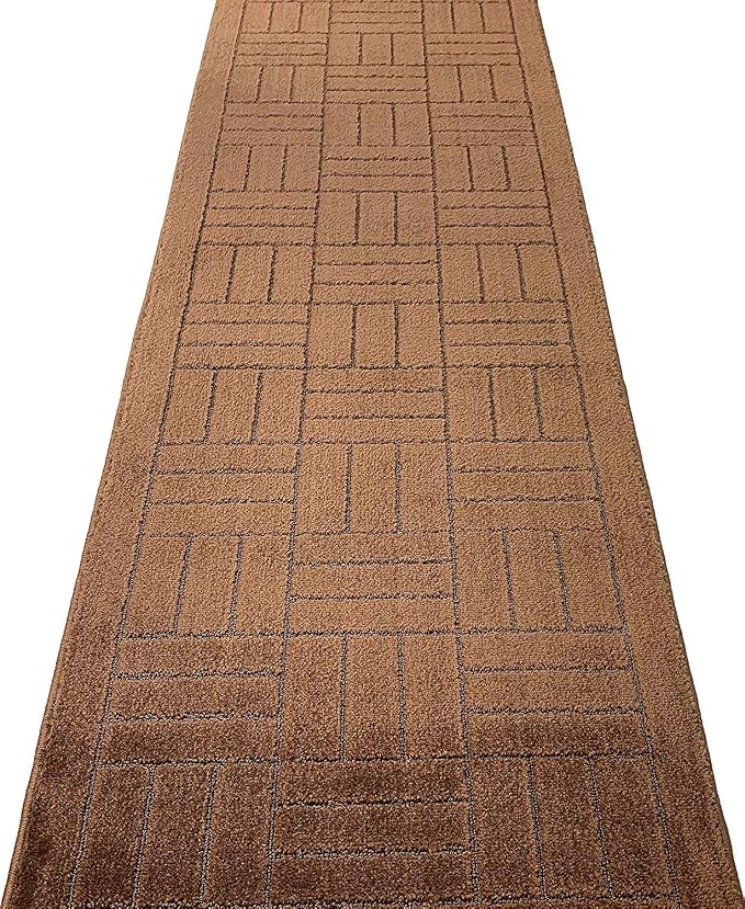Custom Length Hallway Runner Rug, Slip Resistant, Bricks Brown, 26 Inch X 19 - Image 3