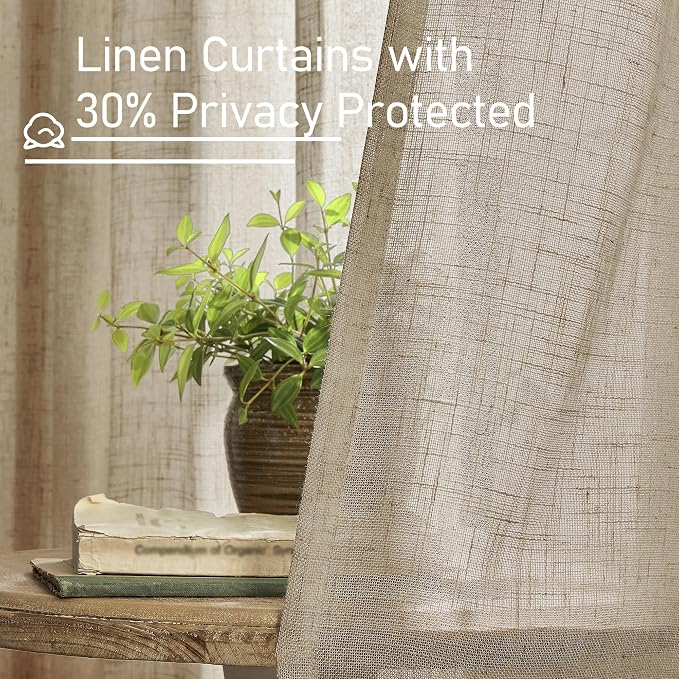 Taupe Sheer Linen Curtains 78 Inches Long - Image 6