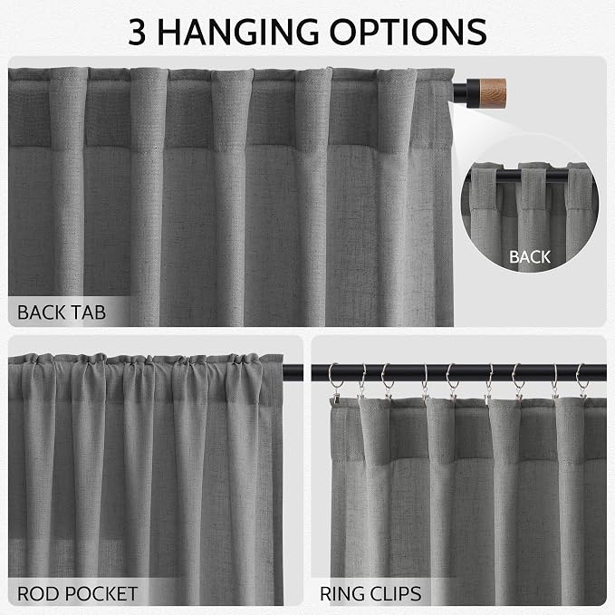 Blazer Grey Curtains 63 Inches Long 2 Panel Sets - Image 3