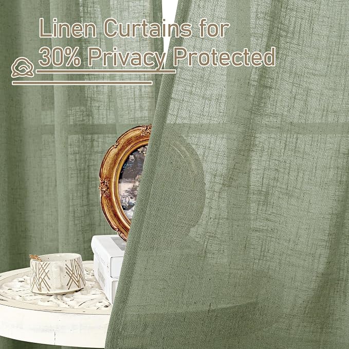Extra Wide Semi Sheer Linen Curtains - Image 5