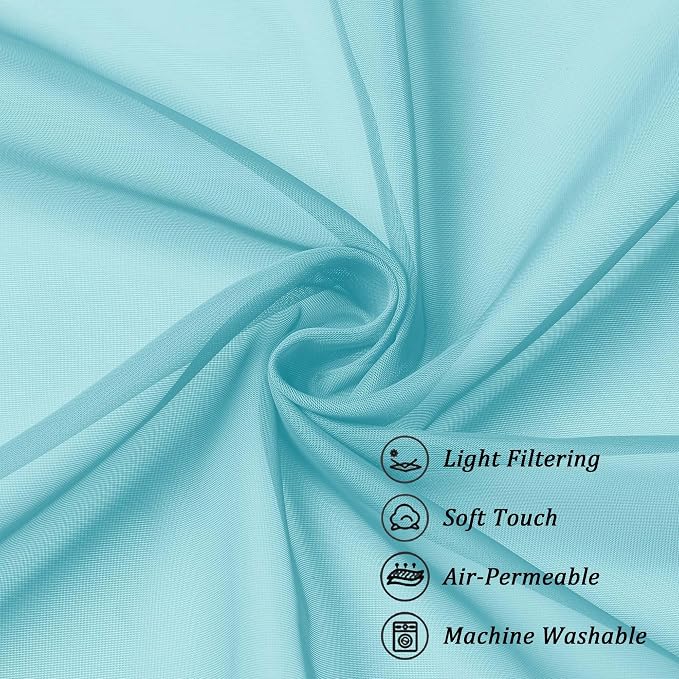 Chyhomenyc Sheer Curtains 54 Inch Long 2 Panels Set, Light Filtering Short Soft - Image 7