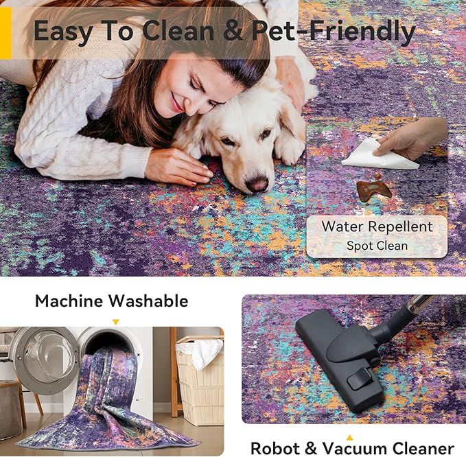 RELEANY Washable 2'x3' Abstract Area Rug - Image 5