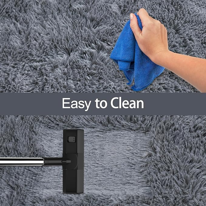 2x8 Bedside Area Rugs for Bedroom Soft Fluffy Shag Grey Rug for Hallway - Image 7