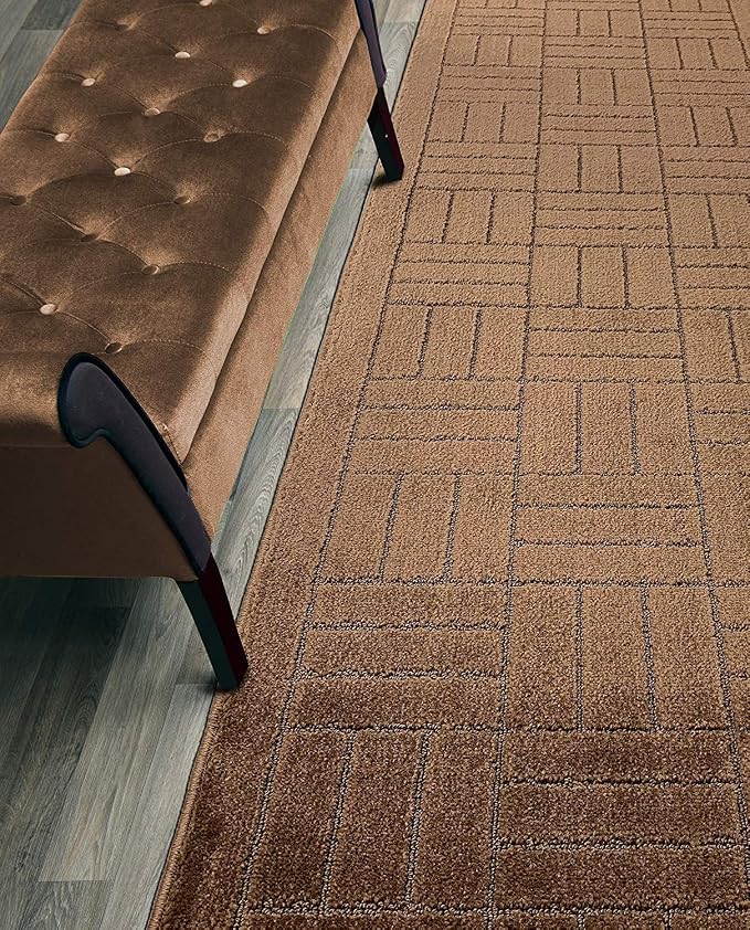 Custom Length Hallway Runner Rug, Slip Resistant, Bricks Brown, 26 Inch X 19 by ORFAHOME