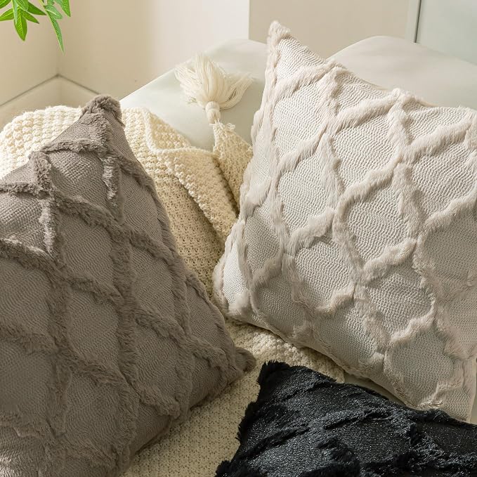 Set of 2 Soft Moroccan Throw Pillow Covers 24x24 Inch Plush Boho Decorative - Image 7