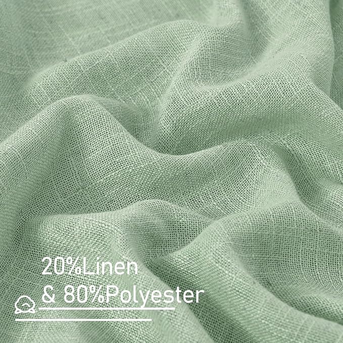 Semi Sheer Window Linen Curtains 63 Inch Length - Image 2