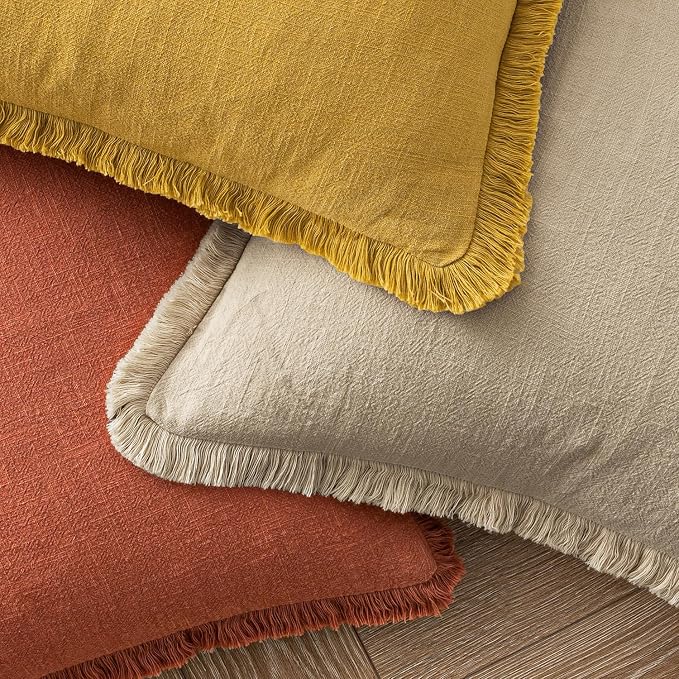MIULEE Linen Decorative Fall Euro Throw Pillow Covers Burnt Orange 22x22 | Set - Image 7