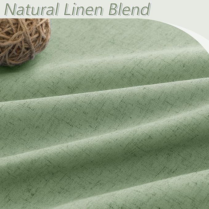 Light Sage 100% Blackout Linen Curtains 96 Inch Length 2 Panels Set - Image 3