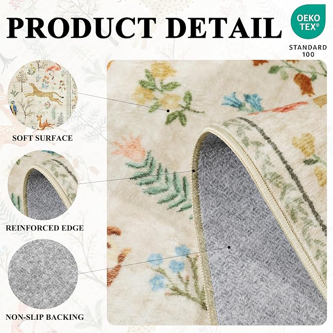 DUKINO 2x4 Rug for Entryway, Animal Washable Runner Rug for Kitchen, Low Pile - Image 5