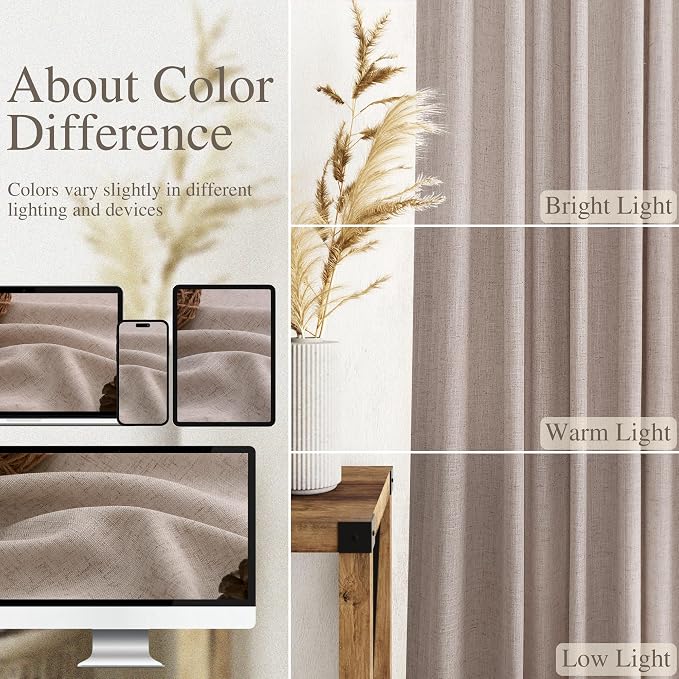 Oatmeal Linen 102 Inch Long Curtains - Image 4
