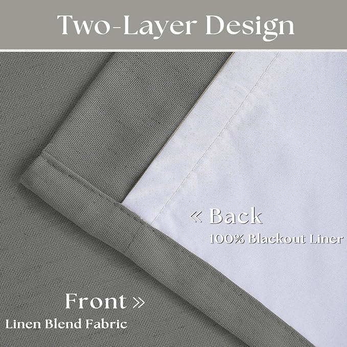 Grey Pleat Linen Blackout 102 Inch Curtains - Image 4