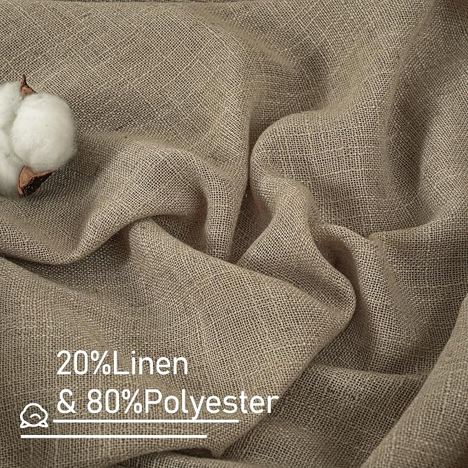 Taupe Linen Boho Curtains 80 inch Length 2 Panels - Image 2