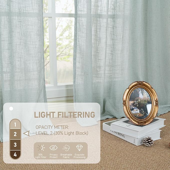 Linen Blended Curtains 72 inch for Bedroom, Linen Textured Light Filtering - Image 4