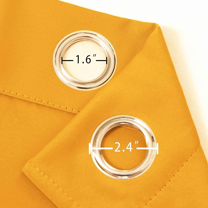 Blackout Curtains 66 x 84 inch/Yellow Curtains Set of 2 Panels/Thermal - Image 6