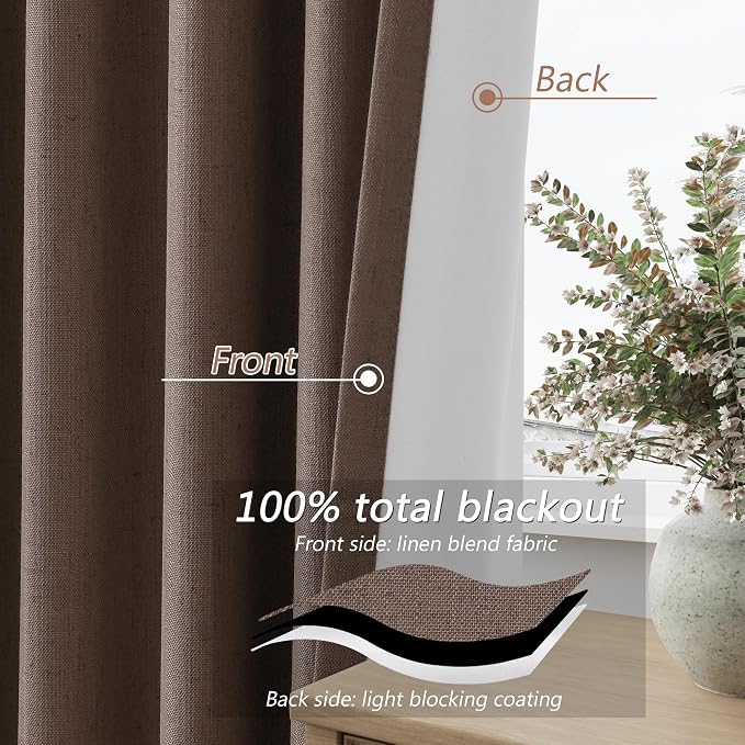100% Blackout Curtains 84 Inch Length 2 Panels Set - Image 4