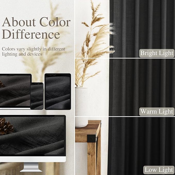 Black Linen Curtains 96 inches Long - Image 4
