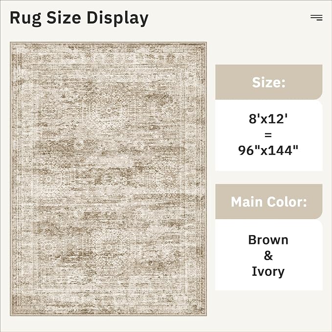 Soalmost Washable Area Rug 8x12 Large Soft Brown Rugs - Image 5