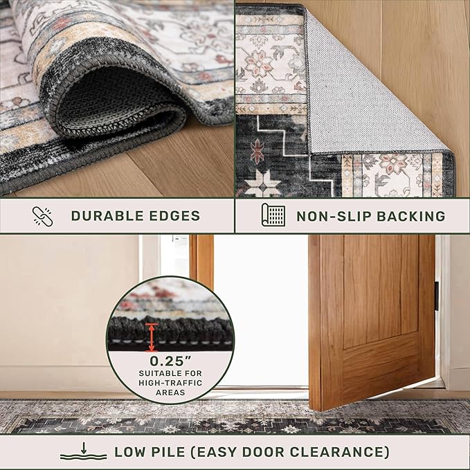 Black 2x7 Long Runner Rugs for Entryway, Throw Runners for Kitchen Hallway - Image 5