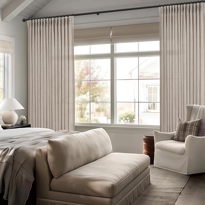 Greyish Brown 70 Inch Extra Wide Light Filtering Living Room Curtains 108 - Image 7