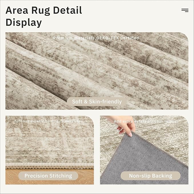 Soalmost Runner Rug 2x10 Washable Non-Slip Hallway Kitchen Runners Brown | - Image 6
