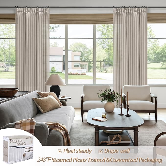 Greyish Brown Thick Linen 104 Inch High Ceiling Curtains - Image 5