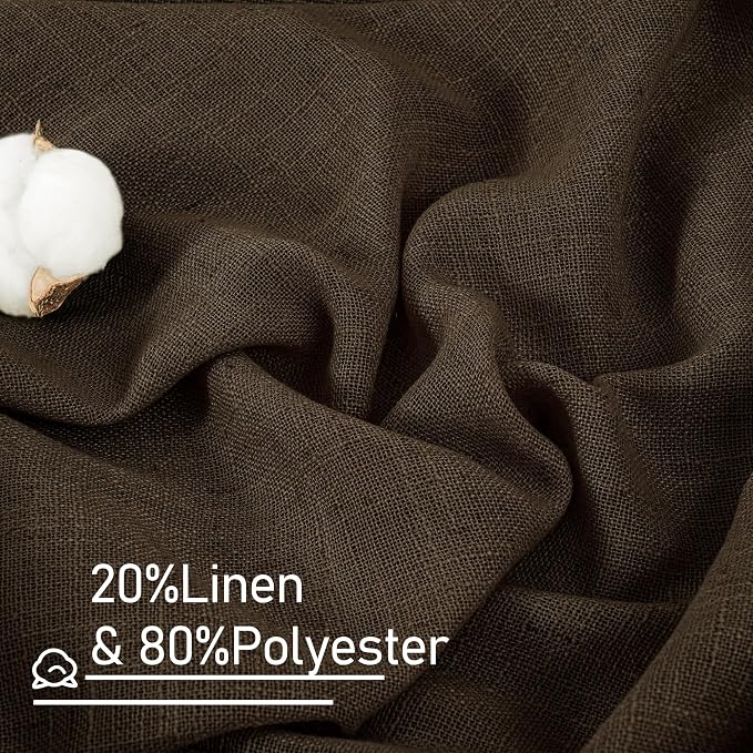 Dark Brown 72 inch Linen Textured Curtains - Image 2
