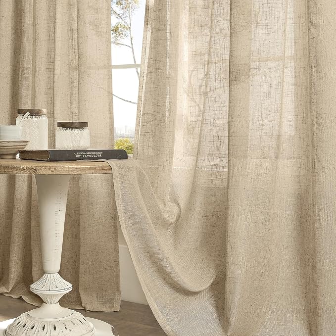 Semi Sheer Linen Curtains 80 Inch Length - Image 8